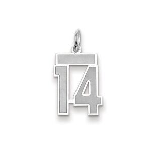 14k White Gold, Jersey Collection, Small Number 14 Pendant